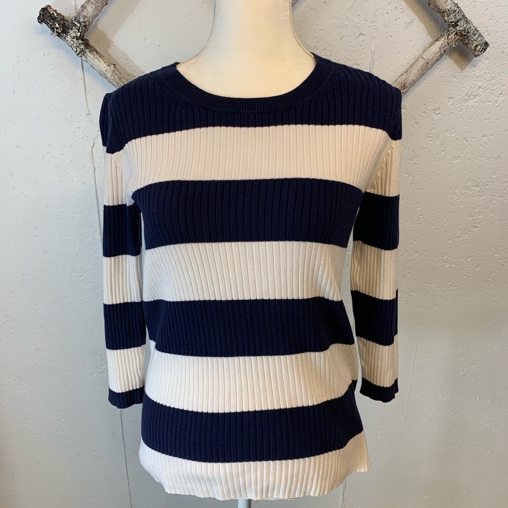 Banana Republic Striped Sweater Navy and White